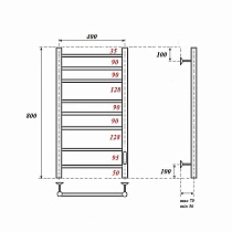 Полотенцесушитель электрический Point PN10848W П8 40x80 диммер справа, белый