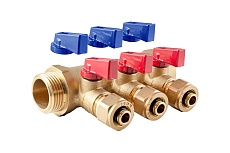 Коллектор с шаровыми кранами PROFACTOR в/н 1&quot; х 3 вых 16 цанга PF MVP 267.3