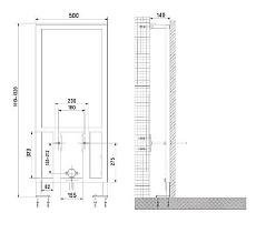 Инсталляция для биде VitrA Frame 880-5800 в капитальную стену и пол