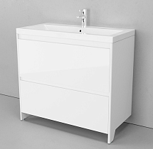 Мебель для ванной Velvex Klaufs 100 см напольная, 2 ящика белый глянец