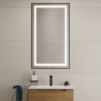 Зеркало BelBagno SPC-KRAFT-500-900-SENS-NERO 50x90 см сенсорный выключатель, черный