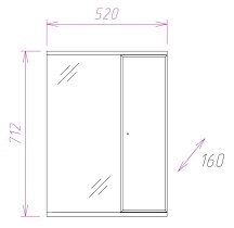 Зеркальный шкаф Onika Ника 52 см универсальный, 205213