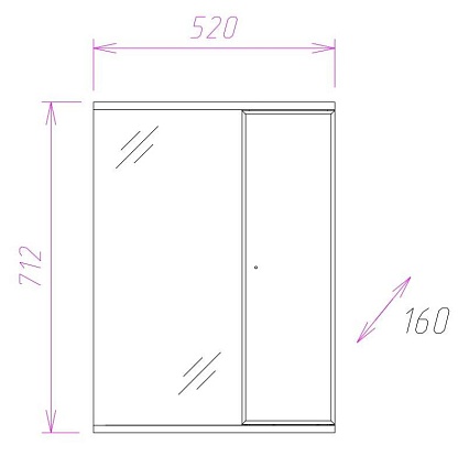 Зеркальный шкаф Onika Ника 52 см универсальный, 205213