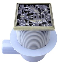 Душевой трап Bronze De Luxe 21980-56 с решеткой &quot;Рыбы&quot;, гориз. выход, бронза