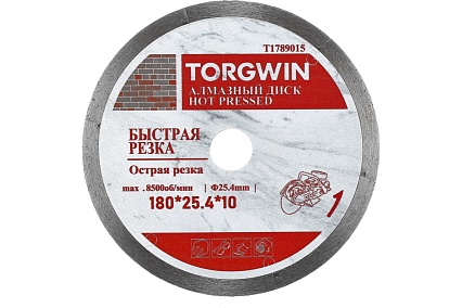 Диск алмазный отрезной сплошной по керамике 180х25.4/10х1.6 мм All-over Segmented slim Professional for Ceramic Industrial TORGWIN T1789015