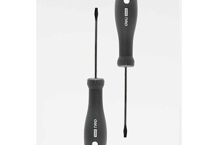 Шлицевая отвёртка Deli "Home Series Black" SL3x75мм HT1103 Cr-V, эксклюзивный дизайн, софттач, магнит 104602