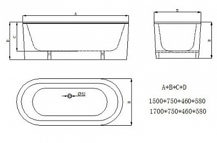 Чугунная ванна Sharking SW-1013B 170x75 с панелью