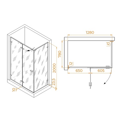 Душевой уголок RGW Stilvol SV-040B 130x80 черный, матовое 353204038-24