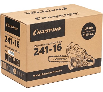 Бензопила Champion 241-16"-3/8-1,3-56 1,8 кВт, 40 см³, легкий старт, 4,7 кг, VI241-16