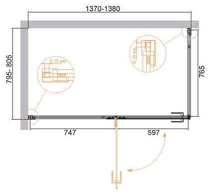 Душевой уголок Cezares Bellagio 140x80 BELLAGIO-AH-1-140/80-C-NERO прозрачный, черный