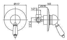 Смеситель для душа Cezares ELITE-DIM-01-Bi хром, белый