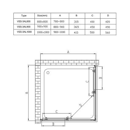 Душевой уголок Vincea Alpha VSS-3AL800MT 80x80 хром, текстурное