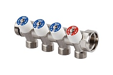Распределительный коллектор со встроенными клапанами SR Rubinetterie 3/4"х1/2", на 4 выхода 0054-2000N400