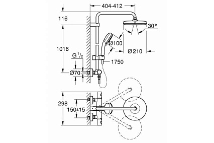 Душевая стойка Grohe Tempesta Cosmopolitan 210 27922001 термостат