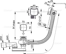 Слив-перелив AlcaPlast A565CRM3 57 см, хром