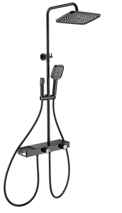 Душевая стойка Wonzon&Woghand Shelf WW-B4161-MB термостат, черный матовый