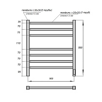 Полотенцесушитель электрический Point Вега PN71856W П7 50x60 диммер справа, белый