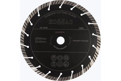 Алмазный диск сегментный 230x22.23 мм, 10/3.0 мм EDMAS RS230254
