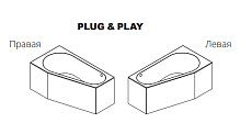 Акриловая ванна Riho Delta Plug & Play 150x80 L, с монолитной панелью