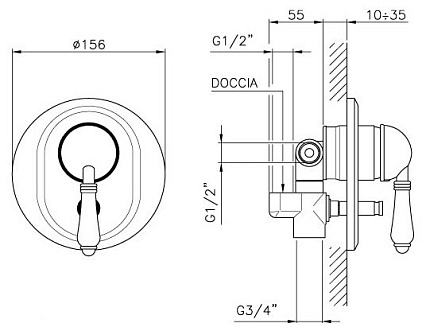 Смеситель для ванны Nicolazzi El Capitan 3460BZ75 внешняя часть