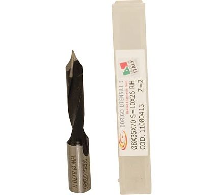 Сверло для сквозных отверстий DORIGO HW Ø8x35x70 S=Ø10x26 Z=2 RH 11080413