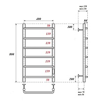 Полотенцесушитель электрический Point PN08848B П6 40x60 диммер справа, черный