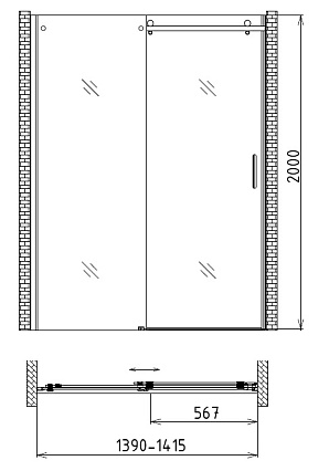 Душевая дверь Gemy Modern Gent S25191A 140x200