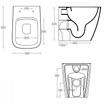 Приставной унитаз Artceram A16 ASV004 01 86 безободковый, белый глянцевый/Cementina