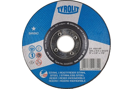 Шлифовальный диск 2в1 металл/нержавейка Tyrolit Basic А30-BF 125х6х22.23 мм 222860