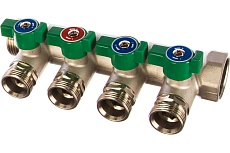 Модульный коллектор ELSEN 1 дюйм, 4 контура, размер отвода-3/4 ЕК, EMW04.04