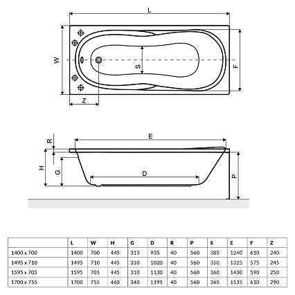 Акриловая ванна Excellent Sekwana 160x70