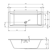 Акриловая ванна Riho Rethink Cubic 170x75 правая