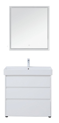Тумба с раковиной Aquanet Nova Lite 85 см, 3 ящика белый глянец