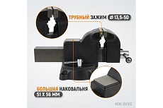 Профессиональные слесарные тиски Wiederkraft поворотные, с наковальней, 100 мм WDK-BV100