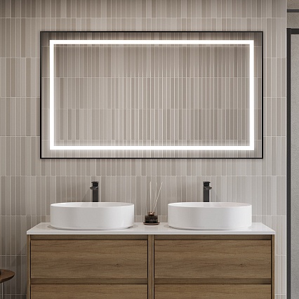 Зеркало BelBagno SPC-KRAFT-1400-800-SENS-NERO 140x80 см сенсорный выключатель, черный