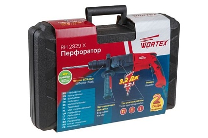 Перфоратор Wortex RH 2829 X в чемодане + 2 зубила, 3 сверла RH2829X1111