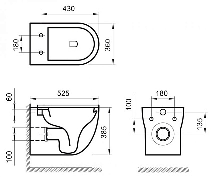 Подвесной унитаз BelBagno Onda BB066CHR/BB870SC/BB002-80/BB014-SR-BIANCO комплект 4в1