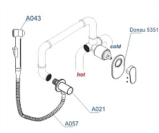 Смеситель для биде WasserKRAFT Donau A15357 со шлангом 120 см, хром