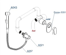 Смеситель для биде WasserKRAFT Donau A15357 со шлангом 120 см, хром