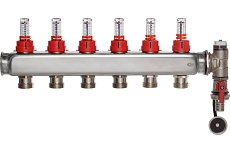 Коллектор ColSys p884 6 выходов с расходомерами, воздухоотводчиком и дренажным шаровым краном 188410506