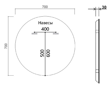 Зеркало Vincea VLM-3DE700B 70x70 см, сенсорный выключатель и диммер, черный