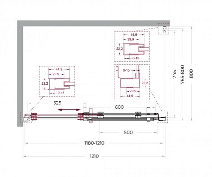Душевой уголок BelBagno MARINO-2-AH-1-120/80-C-GM 120x80 прозрачный, оружейная сталь