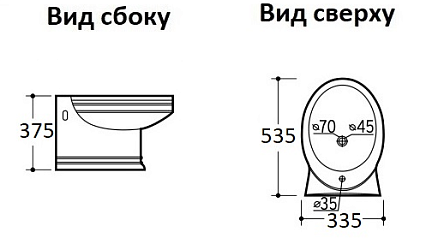 Подвесное биде CeramaLux Lux Classic 4289 белый/золото