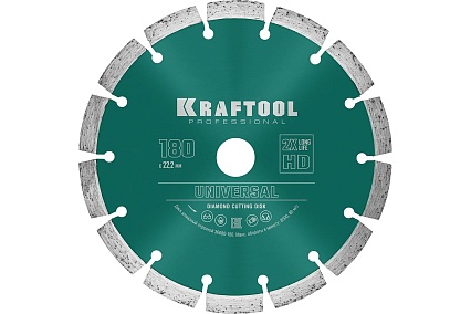 Диск алмазный сегментный по железобетону и бетону Kraftool Universal 180х22 мм 36680-180