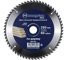 Диск пильный твердосплавный Basis (250х32/30 мм; 60 зубов) MONOGRAM 086-969