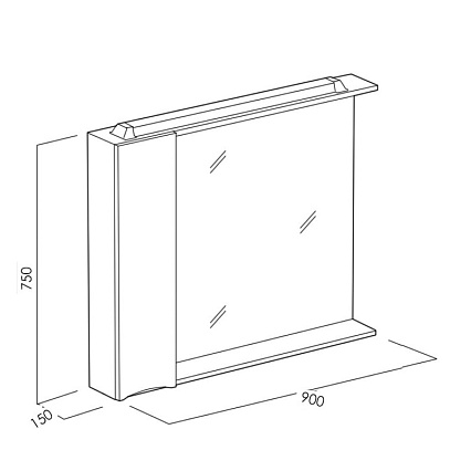 Зеркальный шкаф BelBagno MARINO-SPC-900/750-1A-BL-P-L 90 см, левосторонний, Bianco Lucido