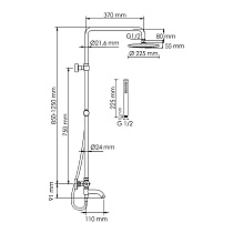 Душевая стойка WasserKRAFT A288.077.217.BM Thermo с термостатом, черный