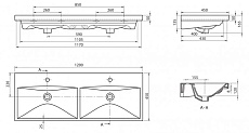 Раковина BelBagno BB-0325-120-2-LVB 120 см