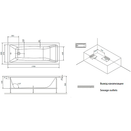 Акриловая ванна Am.Pm Gem W93A-170-070W-A 170x70 см