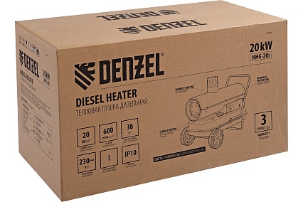 Дизельная тепловая пушка Denzel nhg-20i, 20 кВт, 600 м3/ч, непрямой нагрев, цифровой термостат 96491